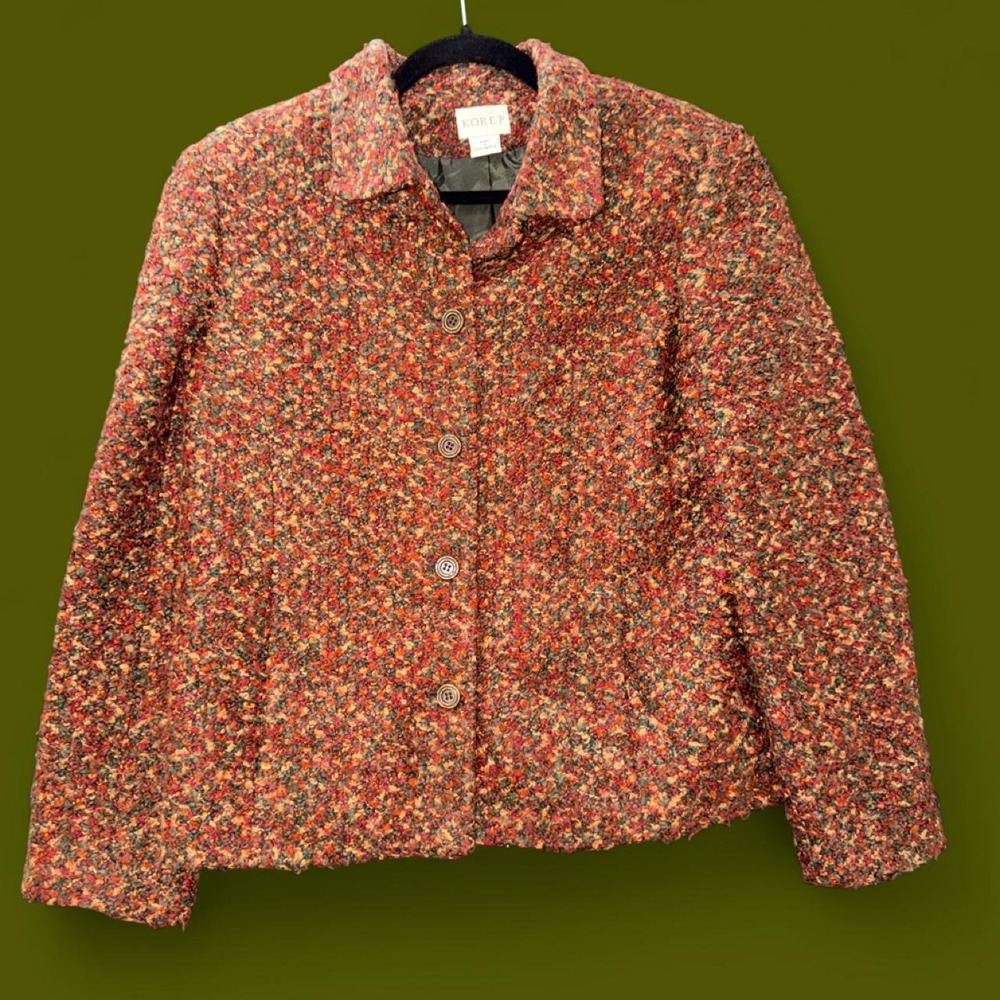 Koret Women's Multicolor Boucle Tweed Button Front Jacket